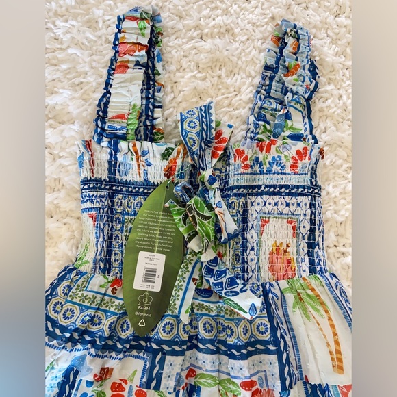 NWT Farm Rio Tropical Tiles Square Neck Maxi Dress - Picture 8 of 10